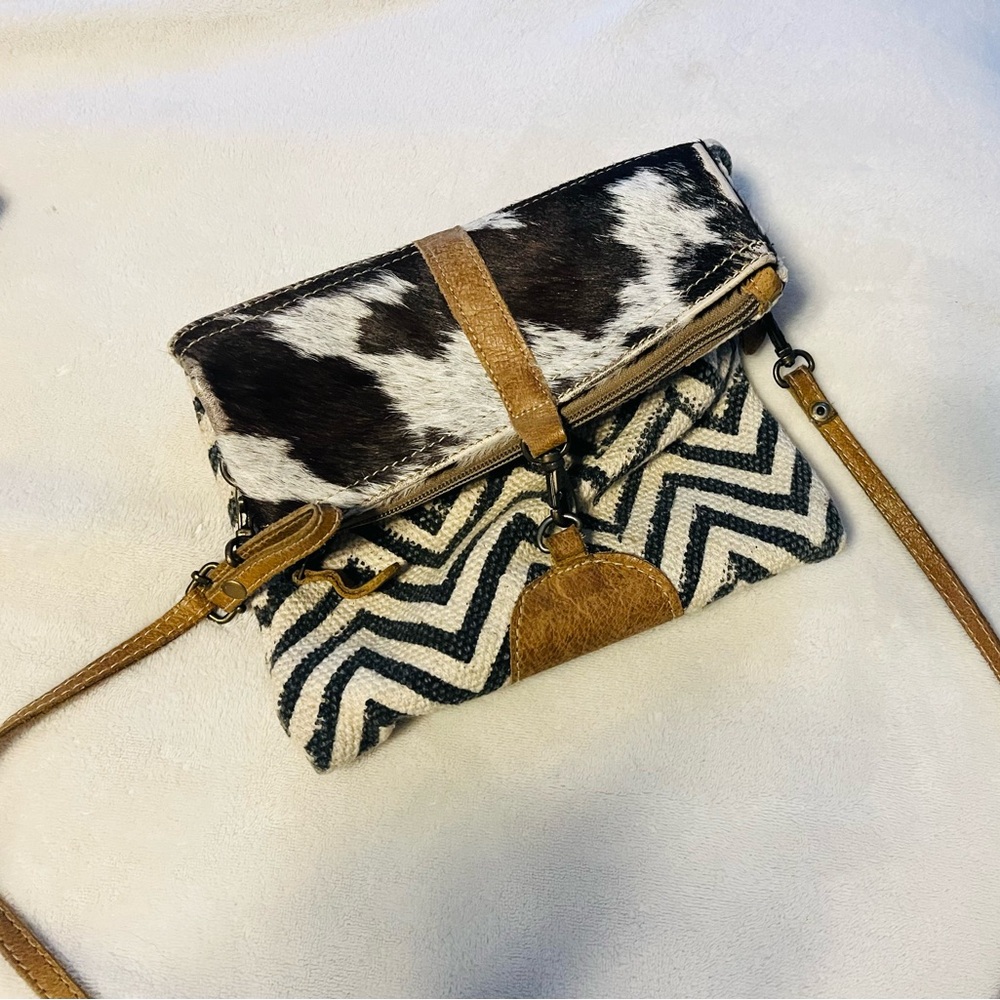 Myra Bags Stylish Cowhide and Chevron Pattern Women's Bag